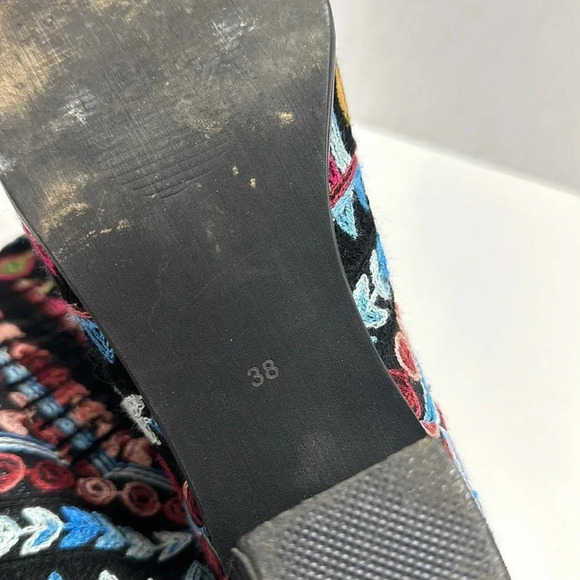 Socofy Ankle Boots Heeled Boot Shoes Embroidered Black Colorful Size 38 US 7 - Picture 8 of 9